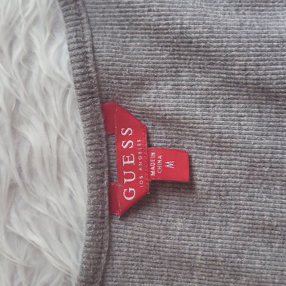 Guess Sequin Y2k shiny grey ribbed Fitted tank top - Picture 6 of 8